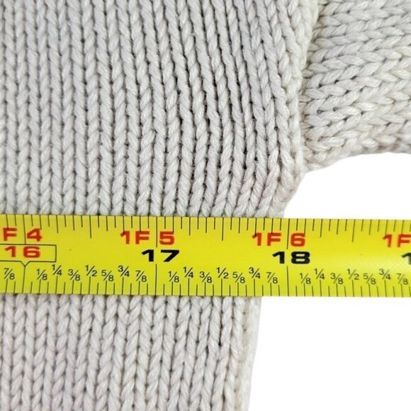 Ann Taylor Loft Cardigan Sweater Size M Ivory Funnel Neck Drop Shoulder Zip - Picture 7 of 9